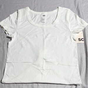 SO Women's Classic White Short Sleeve Bodysuit